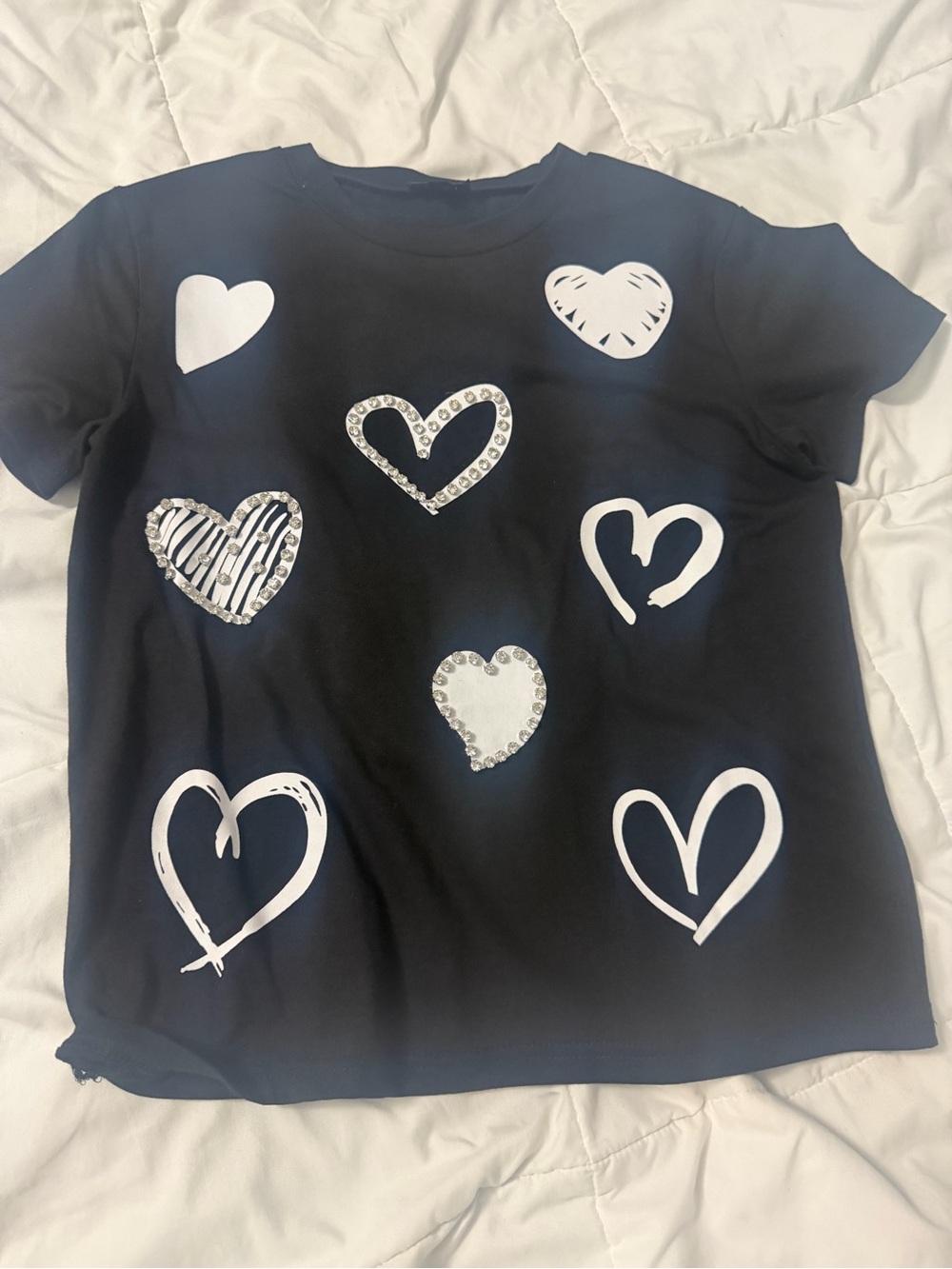 Women’s Black Heart Graphic Tee - Unbranded